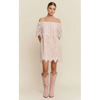 Blush Lace Off-Shoulder Mini Dress