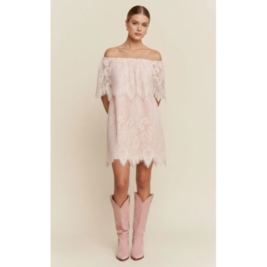 Blush Lace Off-Shoulder Mini Dress
