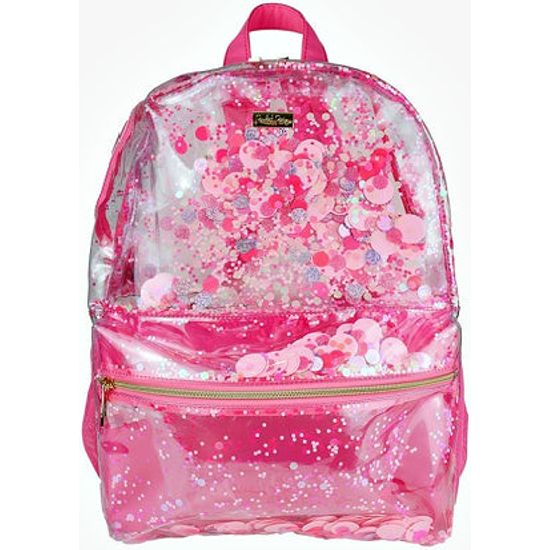 Pink Party Confetti Clear Backpack - Rhinestone Gal