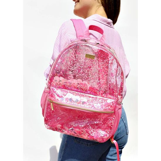 Pink Party Confetti Clear Backpack - Rhinestone Gal