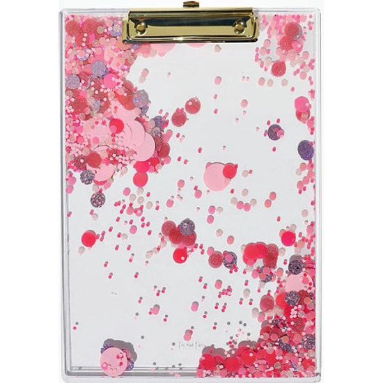 Pink Party Confetti Clear Clipboard