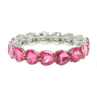 Heart Cut Crystal Stretch Bracelet – Red, Pink or Clear Rhinestone Hearts