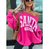 Hot Pink “Santa Baby” Off-Shoulder Sweatshirt – Gildan Unisex Holiday Pullover