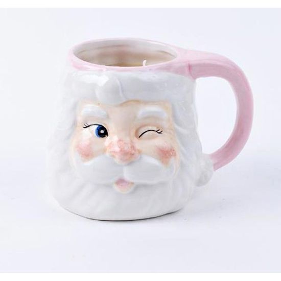 Pink Sweet Grace Santa Mug Candle – 45 Hour Burn + Reusable Mug