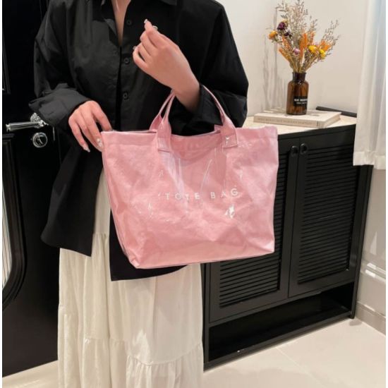 Pink Glossy Waterproof Tote Bag