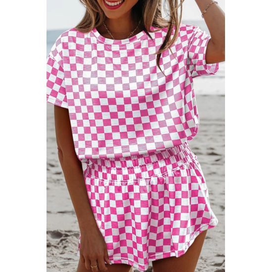 Pink Checkered 2-Piece Skort Set