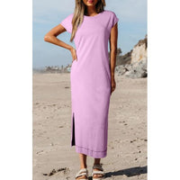 Wisteria Mineral Wash Pocketed T-Shirt Maxi Dress
