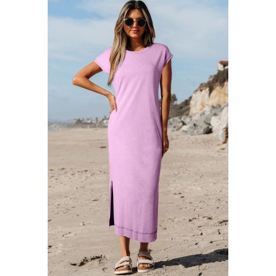 Wisteria Mineral Wash Pocketed T-Shirt Maxi Dress