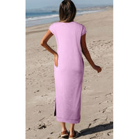 Wisteria Mineral Wash Pocketed T-Shirt Maxi Dress