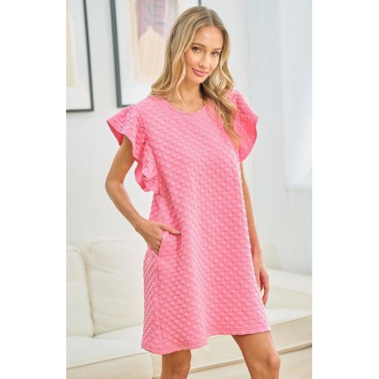 She’s a Doll Ruffle Sleeve Mini Dress – Pink
