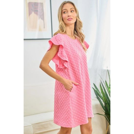 She’s a Doll Ruffle Sleeve Mini Dress – Pink