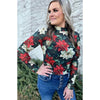 Meet Me Under The Poinsettia Mesh Top – Holiday Floral Long Sleeve