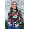Meet Me Under The Poinsettia Mesh Top – Holiday Floral Long Sleeve