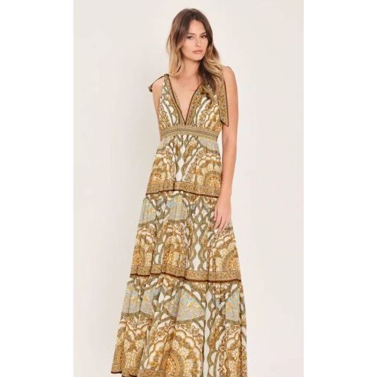 Boho Paisley Tie Shoulder Maxi Dress