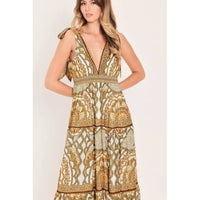 Boho Paisley Tie Shoulder Maxi Dress