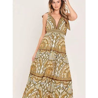 Boho Paisley Tie Shoulder Maxi Dress