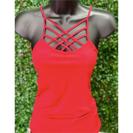 Red Strappy Criss Cross Cami