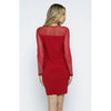 Red Long Sleeve Dress Embellished with Rhinestones