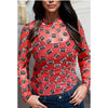 Red Mesh Football Print Long Sleeve Top
