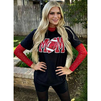 Ruby Red Mesh Long Sleeve Top with Rhinestones - Rhinestone Gal