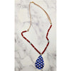 American Blue Teardrop Necklace with Stars - Rhinestone Gal