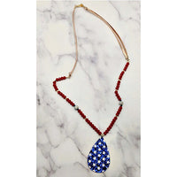 American Blue Teardrop Necklace with Stars - Rhinestone Gal