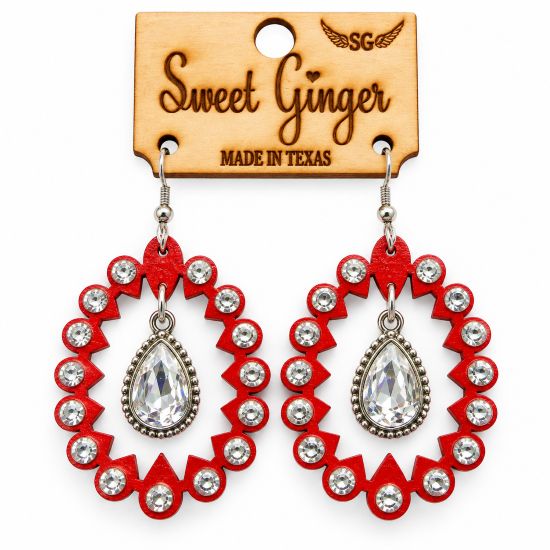Life of the Party Red Crystal Oval Earrings