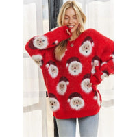 Red Santa Claus Fluffy Long Sleeve Sweater