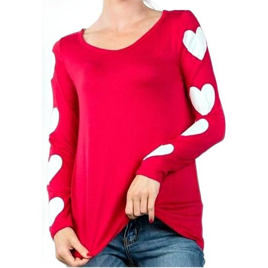 Red Heart Sleeve Plus Top