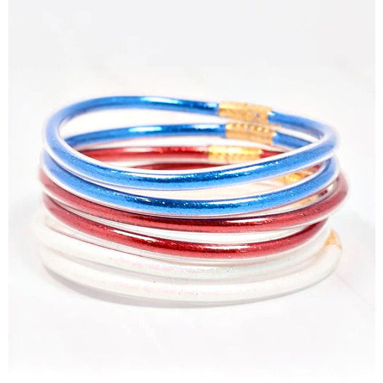 USA Sparkle Jelly Tube Stacked Bangles - Rhinestone Gal