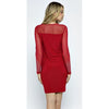 Red Rhinestone Mesh Long Sleeve Dress