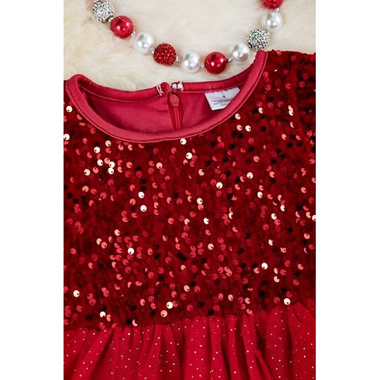 Girl's Red Sequin Sparkly Tulle Dress