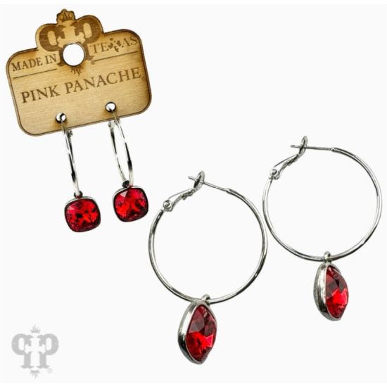 Red Crystal Medium Hoop Earrings – Pink Panache
