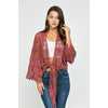 Redwood Floral Crochet Front Tie Up Kimono