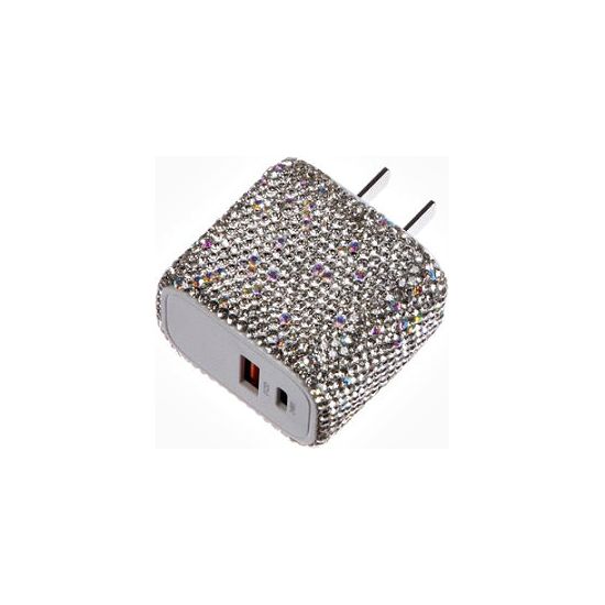 USB-C & USB Rhinestone Dual Wall Charger