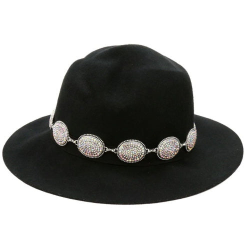 Iridescent Rhinestone Concho Hatband