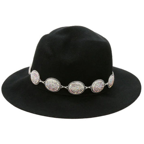 Iridescent Rhinestone Concho Hatband - Rhinestone Gal