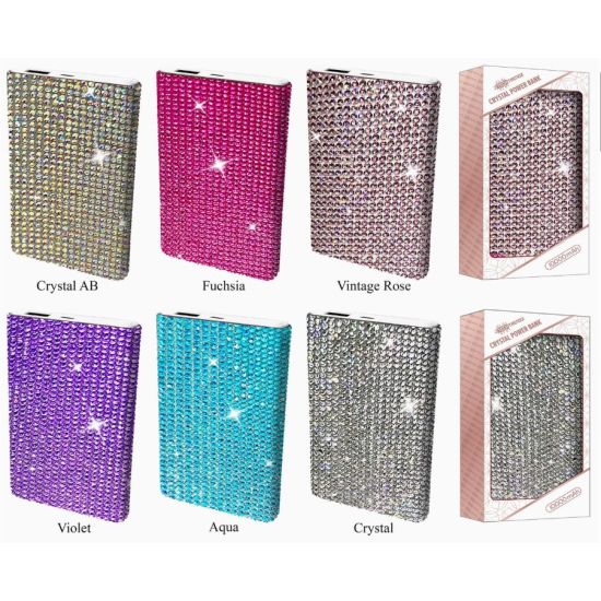 Rhinestone Crystal Power Bank – 10,000 mAh Dual USB Charger