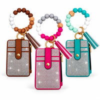 Rhinestone Beaded Wristlet Card Holder