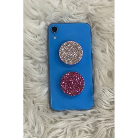Rhinestone Pop Socket Grip – Clear or Pink Swarovski Crystal