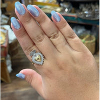 Two Tone Sacred Heart CZ Adjustable Ring