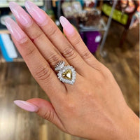 Two Tone Sacred Heart CZ Adjustable Ring