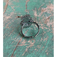 Two Tone Sacred Heart CZ Adjustable Ring