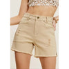 Sand Mineral Wash High Rise Denim Shorts