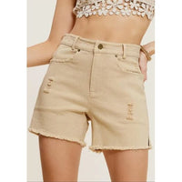 Sand Mineral Wash High Rise Denim Shorts