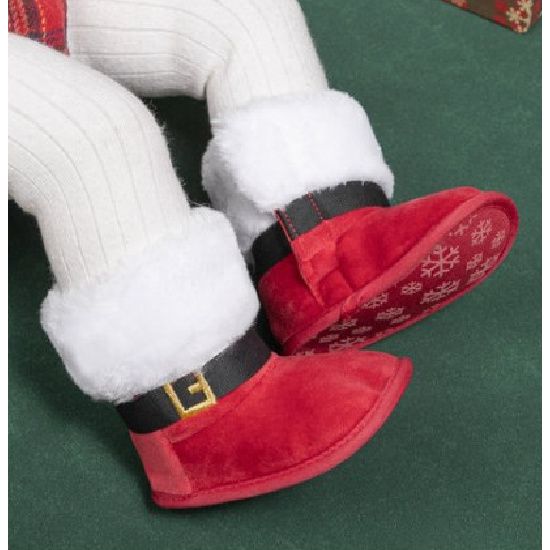 Faux Suede Santa Baby Boots – Soft Red Holiday Booties