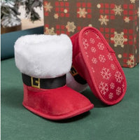 Faux Suede Santa Baby Boots – Soft Red Holiday Booties