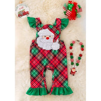 Santa Plaid Ruffle Santa Applique Jumper