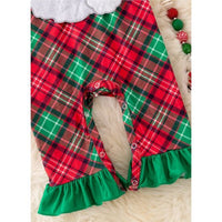 Santa Plaid Ruffle Santa Applique Jumper