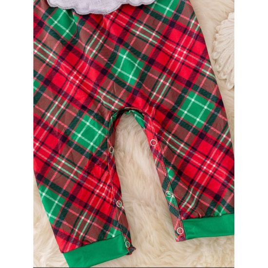 Santa Plaid Ruffle Santa Applique Jumper